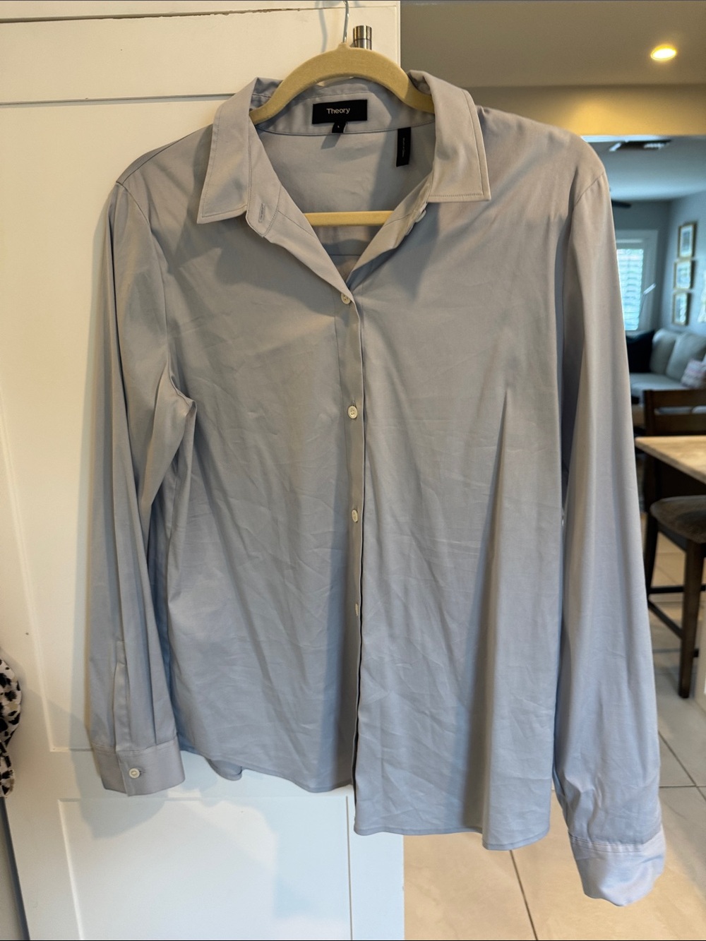 Theory womens Light Blue Button-Up blouse/shirt